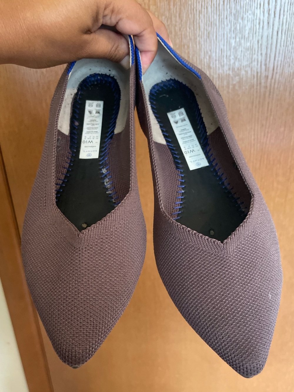 Rothy's Pointed Toe Ballet Flats in Gray Purple